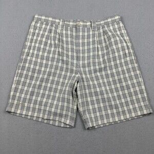 Vintage Ellesse Shorts Men 40 Beige Black Plaid Chino Pleated Tennis 90s XXL